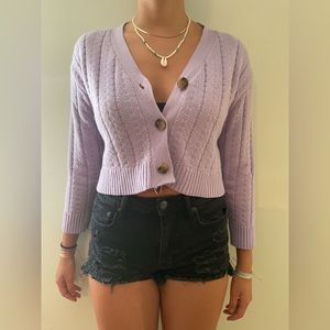 Purple knit sweater cardigan